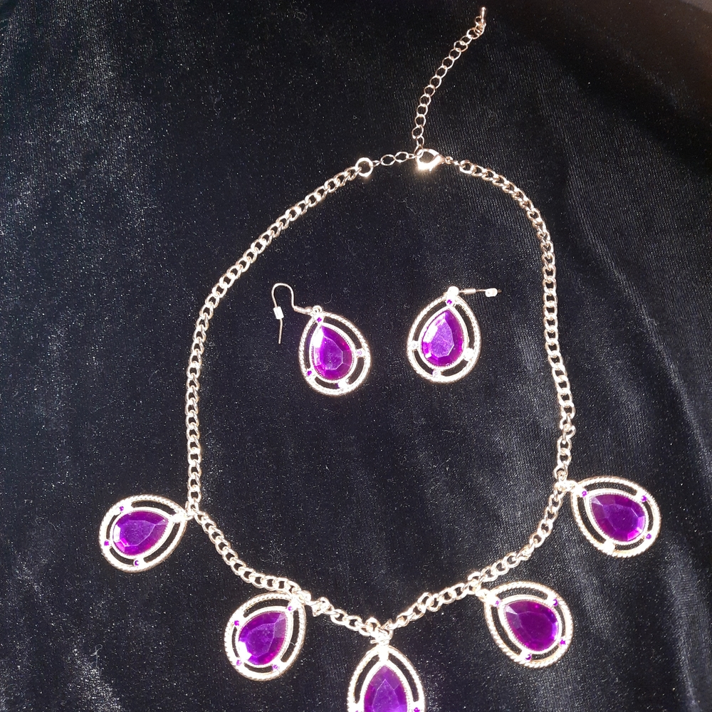 Elegant Purple and Silver Jewelry Set
